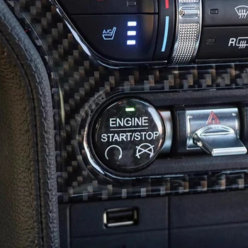 Наклейка на кнопку запуска и остановки двигателя автомобиля из углеродного волокна для Ford Mustang 2015 - 2022 4
