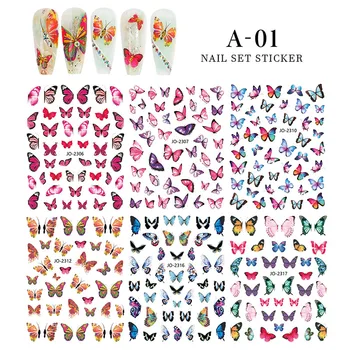 Наклейки Для Дизайна ногтей С Бабочками, Набор Наклеек, 3D Самоклеящиеся Наклейки Для Ногтей, Дизайн Бабочек, Принадлежности для Ногтей, Наклейки для Женщин, Девочек 1
