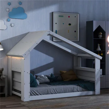 Напольная кровать для дома со светодиодной подсветкой на окне в крыше, прочная И несъемная, проста в сборке, подходит для мебели для спальни