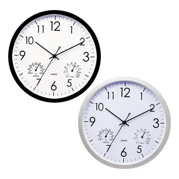 Напольные часы для внутреннего дворика Напольные часы с термометром Гигрометром Бесшумные Круглые часы, легко читаемые Декоративные часы для