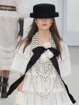 новое поступление 2023 года, черная шерстяная женская шляпа-ведро во французском стиле с жемчужной цепочкой, регулируемая рыбацкая шляпа со съемной цепочкой