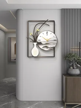 Новые китайские настенные часы, свет в гостиной, роскошь, современный минимализм, творческая личность, модные домашние часы, настенное украшение для часов