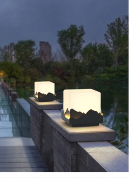 Новый головной фонарь в китайском стиле с колонной, наружный водонепроницаемый садовый светильник, наружный газонный светильник, садовые ворота, свет для забора