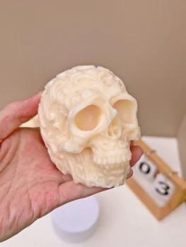 Новый продукт! Силиконовая форма для черепа, сделай сам, свеча, гипсовая смола, силиконовая форма для украшения Хэллоуина, восковой узор
