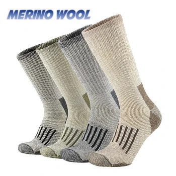 Носки унисекс из 80% шерсти мериноса для мужчин и женщин, утепленные теплые походные носки-подушки, спортивные носки из шерсти мериноса, 4 пары, размер Евро