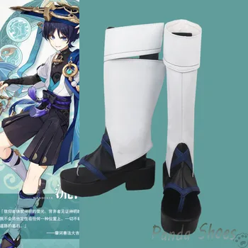 Обувь для косплея Genshin Impact Kunikuzushi Wanderer для аниме-игр, сабо, длинные ботинки, реквизитная обувь для костюмированной вечеринки на Хэллоуин