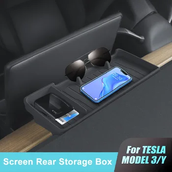 Органайзер для центральной консоли Tesla Model 3 / Y За экраном Ящик для хранения на приборной панели Скрытый лоток Нескользящий держатель для солнцезащитных очков Внутри