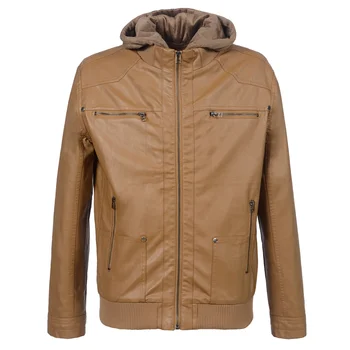 Осенне-зимняя повседневная флисовая теплая Мужская мотоциклетная кожаная куртка, модное приталенное однотонное пальто с капюшоном, Ветрозащитная винтажная верхняя одежда из искусственной кожи
