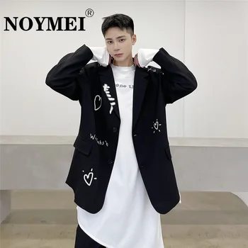 Осенний новый костюм NOYMEI с индивидуальным принтом, модный Корейский однобортный Мужской блейзер с отложным воротником WA490