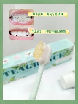Отбеливающая зубная паста с двусторонней иглой Longjing с ароматом жасминового чая, зубная паста очищает полость рта без фтора 2