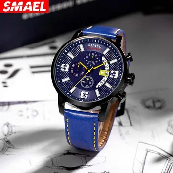 Популярные модные мужские кварцевые 6-контактные многофункциональные светящиеся водонепроницаемые часы Smael