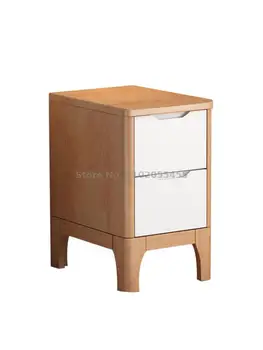 Прикроватная тумбочка из массива дерева простое хранение, маленькая прикроватная тумбочка для спальни, маленький шкафчик с белым выдвижным ящиком, средиземноморский двухцветный ультраузкий.