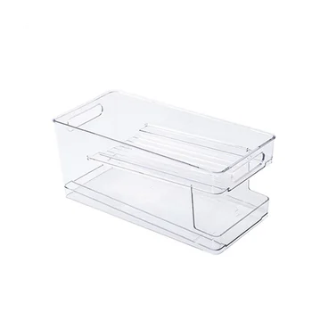 Прозрачные высокие контейнеры в холодильнике - штабелируемые кухонные и домашние контейнеры для хранения банок с газировкой