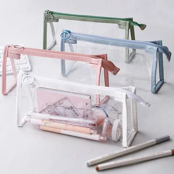 Прозрачный пенал из ПВХ, водонепроницаемые сумки для карандашей Kawaii, канцелярские принадлежности, школьные принадлежности, портативная ручка, сумка для карандашей