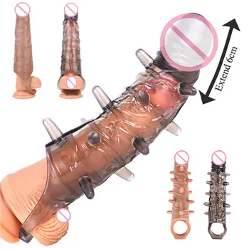 Реалистичный увеличивающий пенис рукав-удлинитель 25 см, Многоразовый Презерватив, Фаллоимитатор для задержки эякуляции, секс-игрушки для мужчин, товары для взрослых, Секс-шоп