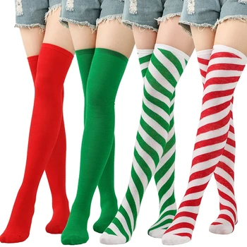 Рождественские чулки, женские длинные чулки из кораллового флиса для девочек, женские зимние теплые толстые носки выше колена