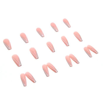 Розовые накладные ногти с длинным рисунком, ультрагибкие, долговечные накладные ногти для маникюрного салона для женщин и девочек