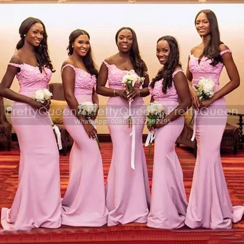 Роскошные платья подружек невесты, расшитые бисером, Русалка, длинное розовое платье-футляр с открытыми плечами, свадебное платье для гостей для женщин 0