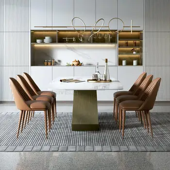 Роскошный кухонный стол для столовой, Большая квартира, ресторан, Каменная доска, Домашний стол для завтрака, Итальянская мебель на заказ