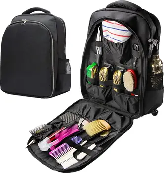 Салон-парикмахерская, сумка для хранения инструментов для макияжа, двухслойный рюкзак большой емкости, Черные многофункциональные дорожные сумки