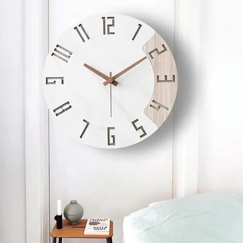 Скандинавские настенные часы без звука домашние современные часы круглые гостиная спальня простые настенные часы индивидуальность батарея модные часы 30X30 СМ