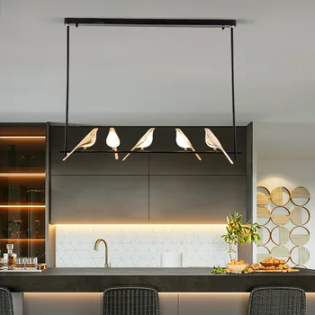 Скандинавский светодиодный подвесной светильник, люстра для столовой с тремя головками, Современная кухонная потолочная люстра, светильник для декоративного искусства в интерьере