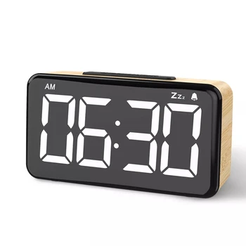 Современные светодиодные цифровые часы, Деревянный будильник, отображение времени повтора, Электронные Настольные часы, Настольный будильник для домашнего офиса