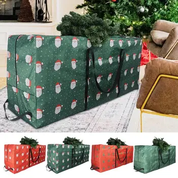 Сумка для хранения елки, прочная сумка для ручной клади из ткани Оксфорд, большая водонепроницаемая сумка для хранения рождественских елок и гирлянд для удобной переноски.