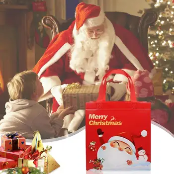 Сумки для рождественских подарков, Рождественская сумка-тоут С ручками, Рождественские подарочные пакеты, портативные Многоразовые пакеты для упаковки подарков, путешествия 3