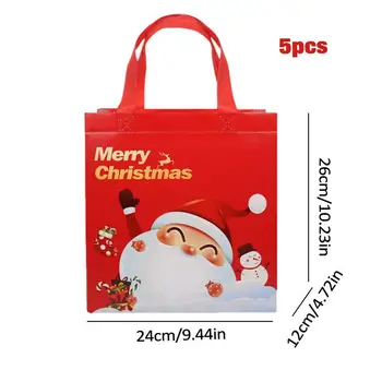 Сумки для рождественских подарков, Рождественская сумка-тоут С ручками, Рождественские подарочные пакеты, портативные Многоразовые пакеты для упаковки подарков, путешествия 5