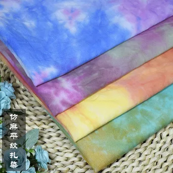 Традиционная старинная цветная краска для галстуков, имитирующая коноплю, Обычная ткань, Цветочная ткань грязного окрашивания, Женское платье-рубашка, Ткани Hanfu