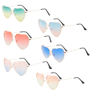 Уличные Новые Ретро-Металлические Солнцезащитные очки Love Солнцезащитные очки Peach Heart Ocean Piece Женские Модные Солнцезащитные очки в форме сердца
