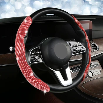 Универсальная бриллиантовая крышка рулевого колеса автомобиля со сверкающим хрусталем Дышащая Противоскользящая мода Рулевое колесо Для укладки автомобилей