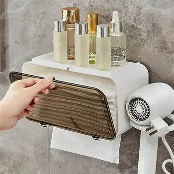 Фен для ванной комнаты, ящик для хранения туалетной бумаги без ногтей, ящик для хранения полотенец для лица, прочный стеллаж для хранения фена