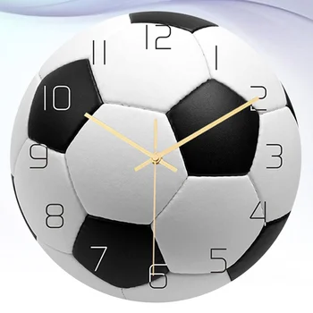 Футбольные настенные часы для спален- Уличные часы для декора гостиной во внутреннем дворике, не тикающие настенные часы с декоративным управлением