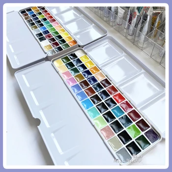 Цвет Макарон, пустая палитра, коробка для банок, Железный ящик для хранения красок с 24 половинками для акварельных красок, принадлежности для рисования
