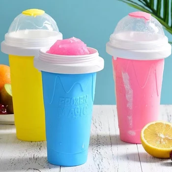 Чашка для Быстрозамороженных Коктейлей Производитель Мороженого Быстрозамороженная Силиконовая Выжимная Чашка DIY Бутылка Для Молочного коктейля Slushy Maker Охлаждающая Чашка 1