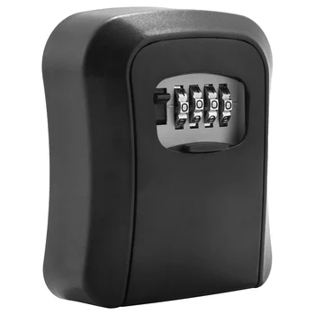 Черный ящик для ключей с паролем из цинкового сплава, защищенный от атмосферных воздействий, 4-значный кодовый замок для хранения ключей