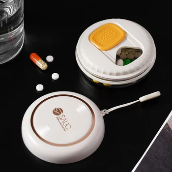 Япония Герметичная коробка для таблеток с 4 сетками, в которой вращается лекарство, витаминный жир печени трески и таблетки кальция, дорожная бутылочка, коробка для хранения таблеток